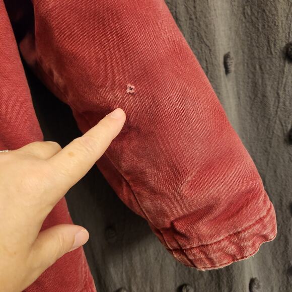 BERNE Duck Canvas Jacket Youth Medium R 10-11 Pink Sherpa Lined Hood Pocket Barn - Picture 8 of 12